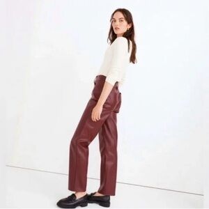 Madewell Maroon Faux Leather Straight Leg Pants